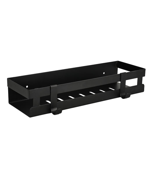 AMEXTRON Wall Mounted Bathroom & Kitchen Shelf with Hanging Hooks | Rustproof Metal Storage Organizer