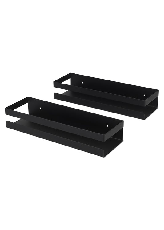 AMEXTRON Set of 2 Wall Mounted Floating Shelves for Bathroom & Kitchen | Premium Metal Storage Rack