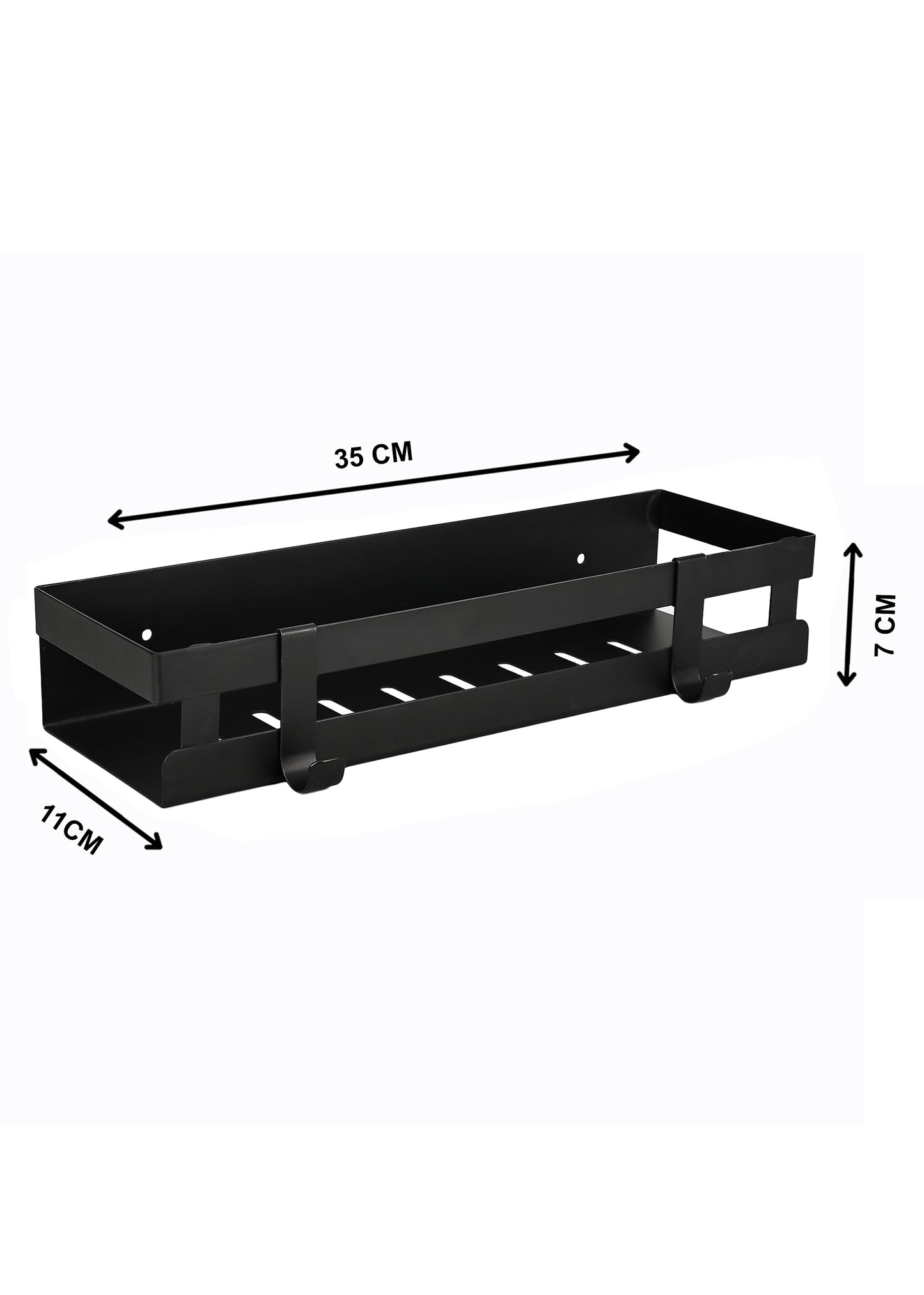 AMEXTRON Wall Mounted Bathroom & Kitchen Shelf with Hanging Hooks | Rustproof Metal Storage Organizer