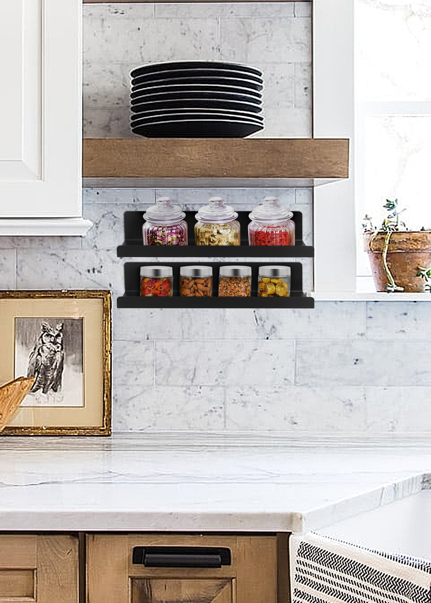 AMEXTRON Wall Mounted Floating Shelf for Bathroom & Kitchen | Minimal Metal Storage Rack